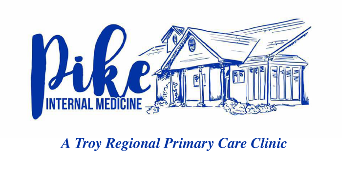 Pike Internal Medicine logo, a Troy Regional Primary Care Clinic illustration.